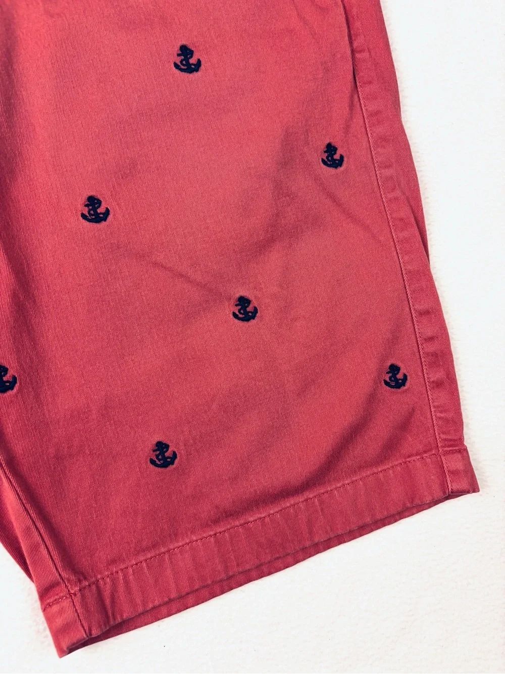 J.Crew Men’s Salmon Stretch Chino Anchor Embroidered Shorts Nautical Preppy (33)